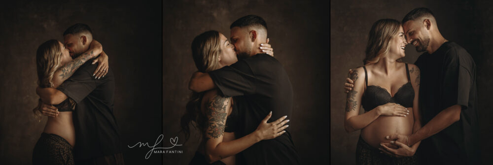 Servizio fotografico gravidanza Roma – coppia in attesa in studio – Mara Fantini