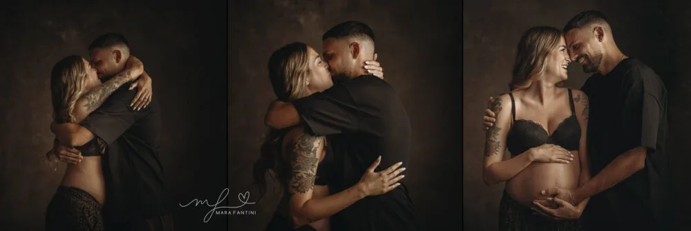 Foto gravidanza coppia Roma – Mara Fantini Servizio fotografico gravidanza Roma – coppia in attesa in studio – Mara Fantini